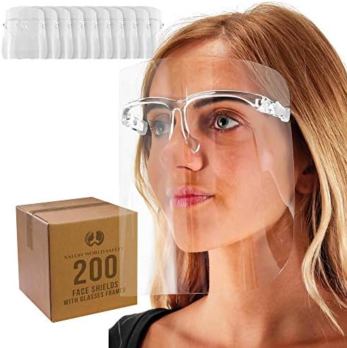 Salon World Safety Face Shields with Clear Glasses Frames (Case of 200) by TCPGlobal