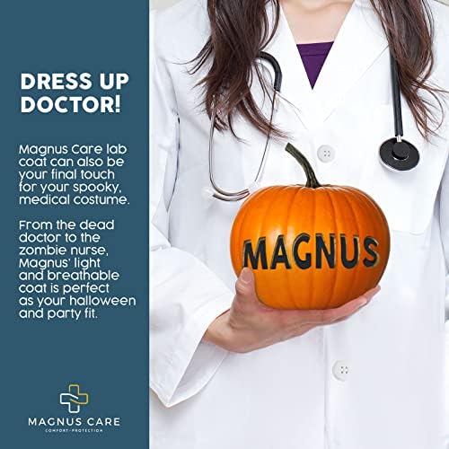 Magnus Care Professional Lab Coat for Women & Men, White Unisex Labcoat, Cotton Poly Medical Doctor Nurse Med Laboratory Coat - Image 6