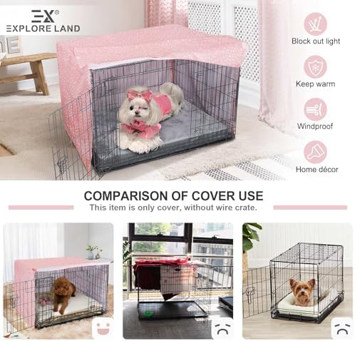 Explore Land Pattern Dog Crate Cover, 24 Inches (Princess Pink) - Image 2