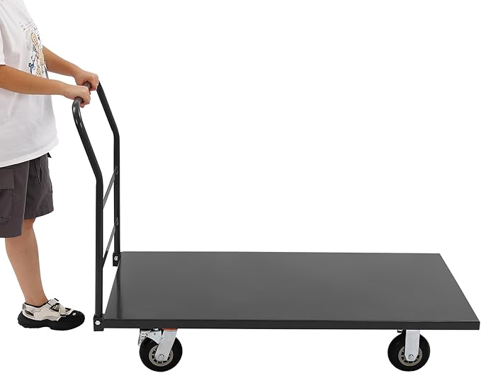 24"x49" Heavy Duty Platform Truck Cart, 2000lbs Capacity Steel Flatbed Cart - Image 7