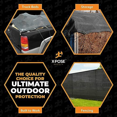 Xpose Safety Heavy Duty Mesh Tarp – 12’ x 45’ Multipurpose Black Protective Cover with Air Flow - Use for Tie Downs, Shade, Fences, Canopies, Dump Trucks – Tear Resistant - Image 2