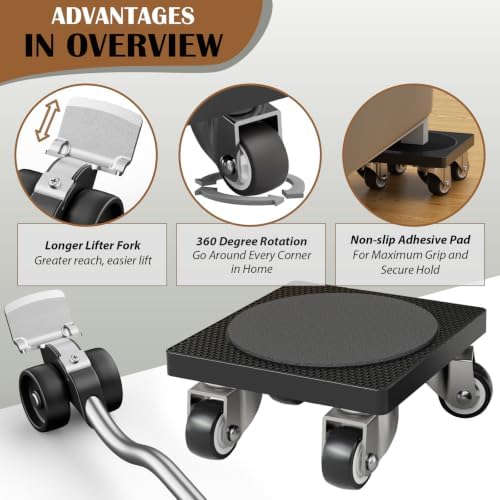 ONEON Furniture Mover with Wheels & Aux. Lifter-Standard Dolly - Image 2