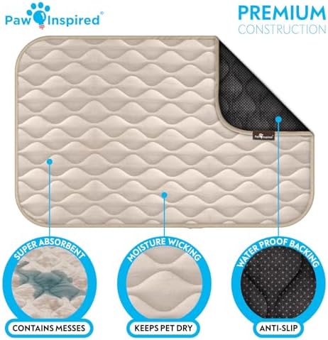 Paw Inspired Washable Padded Crate Mats for Dogs, Beige, 47x29 Inch - Image 5