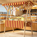 Portable Vendor Cart Mobile Vendor Stand Thickened Wooden Frame Easy Setup 140kg Load Capacity 360° Swivel Wheels Outdoor Cart for Farmers Market Party Events Display(Red+Yellow,150cm(59in)) by Unknown