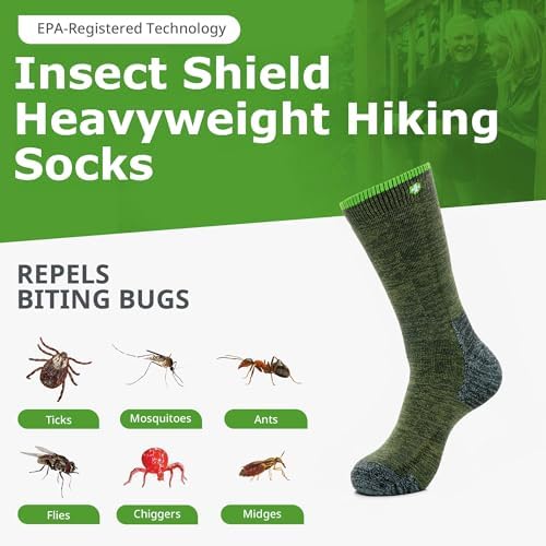 Insect Shield Heavyweight Hiking Walking Socks, Stretchy and Comfortable Crew Socks with Padding and Tick Protection - Image 3