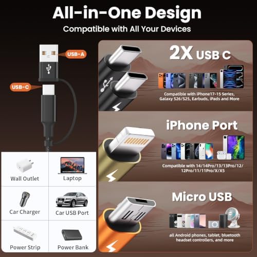 4 in 2 Multi Charging Cable, 2Pack 5FT Charging Cords for Multiple Devices - Image 3