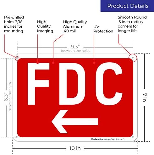 FDC Left Arrow Sign, Red Background, - Image 3