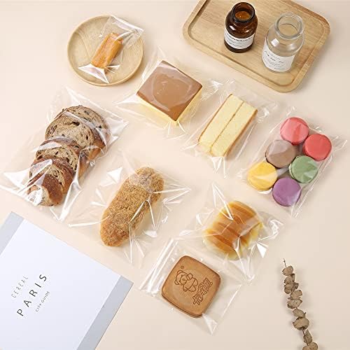 200 Pcs 6" x 5" Thick 1.6 Mil Clear Self Sealing Resealable Cellophane Poly Bags Heavy-duty Adhesive Cello Plastic Bags Packaging Bakery Cookie Candy Candle Soap Card Gift OPP Bag - Image 3