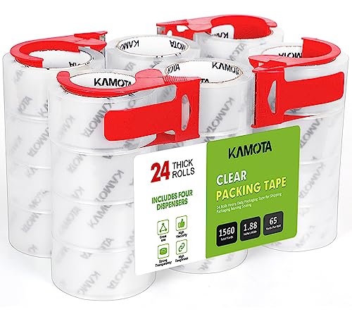KAMOTA Packing Tape, 24 Rolls Heavy Duty Clear Packaging Tape by KAMOTA