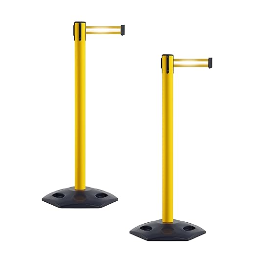 CCW Series WBB-200 Set of 2 Outdoor Safety Rubber Base Stanchion Retractable by Crowd+Control+Warehouse