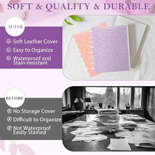 2 Pack PU Leather 5.5x8.5in Discbound Notebook Cover And Disc Set Discbound Planner Cover With 16 Pcs Expansion Discs Junior Size Disc Bound Notebook Accessories(Pink&Purple，No Inner Paper) - Image 4