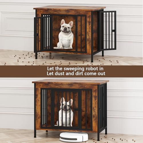 EasyCom 31.5" Dog Crate Furniture for 1 or 2 Dogs, 20-35 Pounds, Brown - Image 3