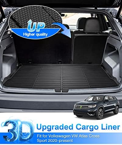 Cartist Cargo Liner Compatible with 2020-2023 2024 Volkswagen VW Atlas Cross Sport (5 Passenger Models Only) All Weather Rear Trunk Mat Waterproof Black TPE - Image 2