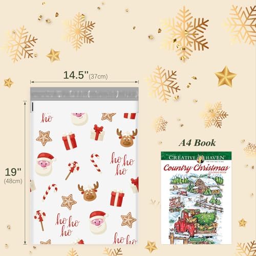 Fuxury Christmas Poly Mailers 14.5x19" 50Pc,Large Shipping Bags for Clothes - Image 4