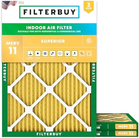 Filterbuy 17x22x1 Air Filter MERV 11 Pet & Allergy Defense (3-Pack) by Filterbuy