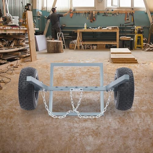 ATV Log Skidding Arch, 24" Dia Steel Log Dolly, 1500lbs Capacity Log Dolly Skidding Holder with Chain and 16" Pneumatic Tires for Farm, Commercial Wood Transport (Gray, 1500lbs Capacity) - Image 3