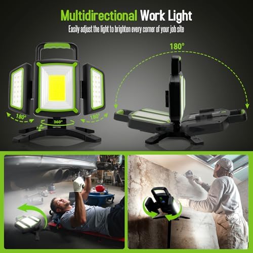 SYLSTAR 30W Rechargeable LED Work Light, 3000LM Magnetic, 5 Modes, 360 Rotatable & Foldable, Waterproof for Garage, Job Site, Camping, Car Repairing - Image 4