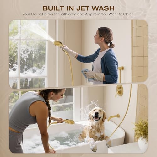 Brushed Gold Shower System with 8"Shower Head and Filtered Handheld - Image 4
