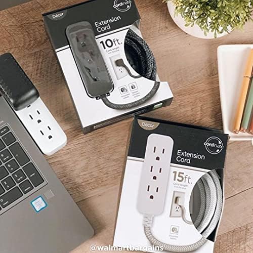 Cordinate 3 Outlet Power Strip, Braided Extension Cord, 16 Gauge, 15 Ft (Pack of 5) - Image 4