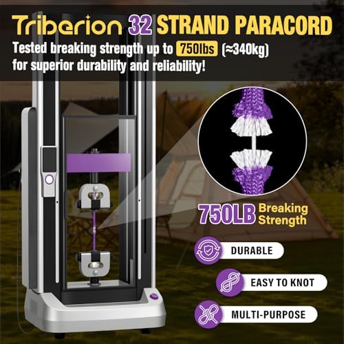 Paracord Rope 750 lb - 500ft 5/32" Parachute Cord 4MM 12-Strand para Cord - Heavy Duty Spool String for Survival,Camping Gear, Survival Bracelet, Clothesline - Purple - Image 4