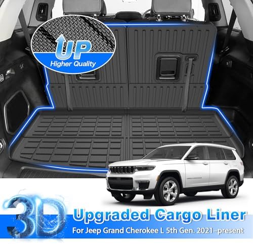 Floor Mats for Jeep Grand Cherokee L (6-Seater Without 2nd Row Center Console) 2021-2025 2026, All Weather Cargo Liner & Door Sill Guards for Grand Cherokee L Accessories, Car Accessories - Image 6