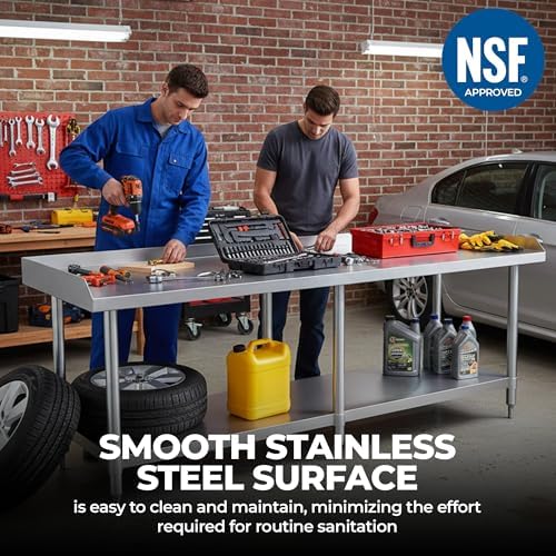 NSF Certified 18 Gauge Heavy Duty Stainless Steel Equipment Grill Stand with Undershelf for Kitchens, Utility Rooms, Caterers & Auto (72" x 24") - Image 4