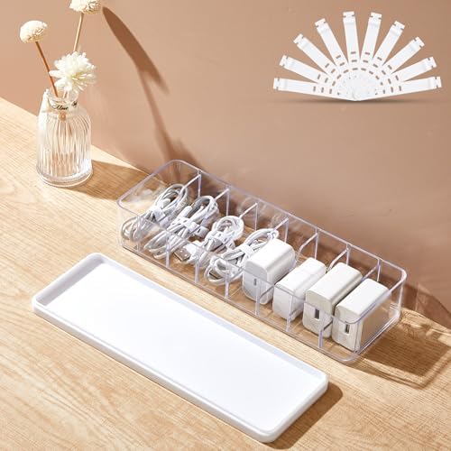 Tatuo Cord Organizer Box with Lid, Clear, White, 1 Pack by Tatuo