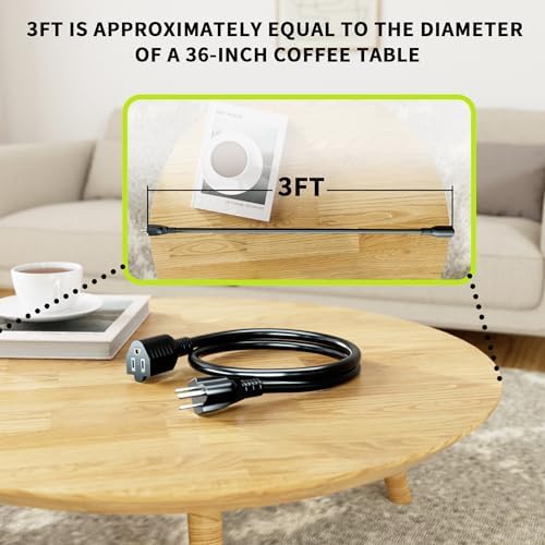 16/3 Black Extension Cord 3FT 2Pack Indoor, Short Extension Cord - Image 3