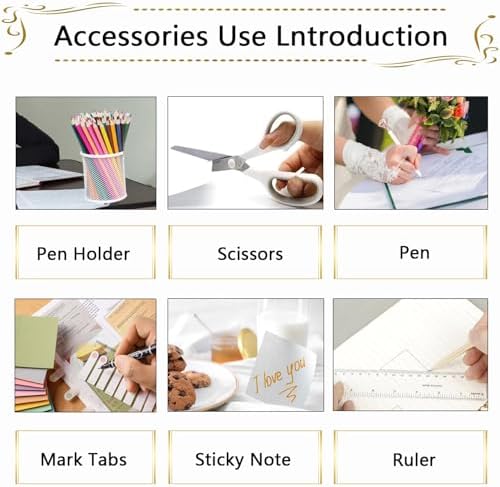 Office Supplies,Desk Accessories, Stapler and Tape Dispenser Set for Women with Stapler, Tape Dispenser, Staple Remover, Staples, Clips, Scissor and Tabs,Gift for Students, Coworkers - Image 3