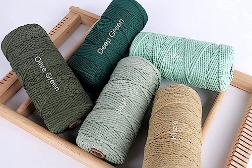 NOANTA Avocado Green Macrame Cord 3mm x 109yards, Cotton Rope Macrame Yarn - Image 4
