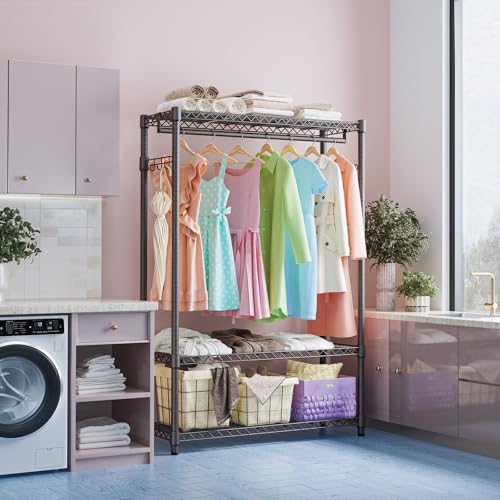 IZEUK Heavy Duty Garment Rack Wire Clothes Rack for Hanging Clothes (Dark Grey, 3 Tier with 1 Rod, 15.7" D x 45.3" W x 72.4" H) - Image 6