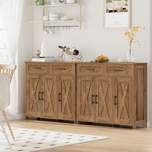Homhedy Coffee Bar Storage Cabinet with Drawers, Kitchen Buffet Cabinet - Image 7