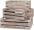 Large Size Wood Crates for Storage, Decorative Vintage Walnut Wooden Boxes for Display, Handmade Solid Wood Set of 3 Rustic Crates (Walnut) by SENRYEE