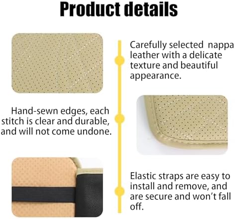 Car Center Console Cover with 2 Storage Bags, Leather Armrest Pad, Beige - Image 6