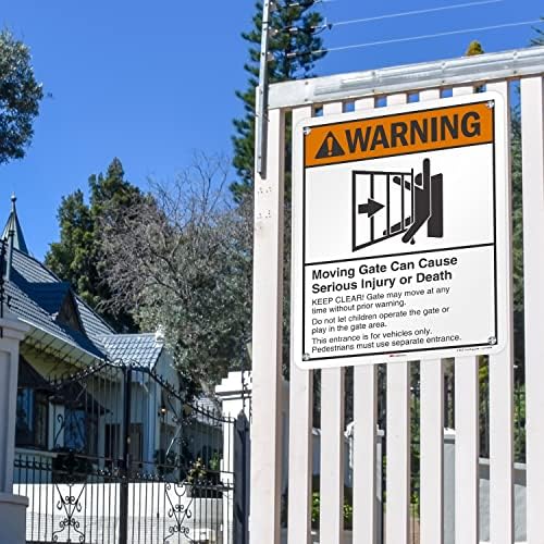 SmartSign 30 x 24 inch “Warning - Moving Gate Can Cause Injury Or Death” Sign, 80 mil Aluminum, 3M Laminated EG Reflective Material, Black, White and Orange, Made in USA - Image 3