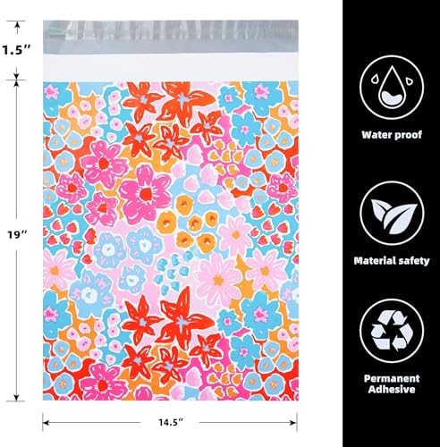 POLYSELLS 10pcs 14.5x19 Inches Poly Mailers Waterproof & Tear Resistant Mailing Envelopes, Cute Small Business Bags for Clothes, Gifts - Flowers - Image 2