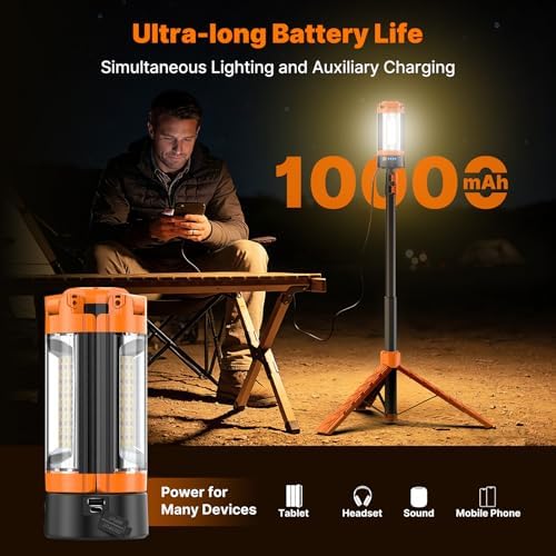 OGERY Camping Lights with Stand & Remote, 10000mAh Rechargeable Work Light - Image 2