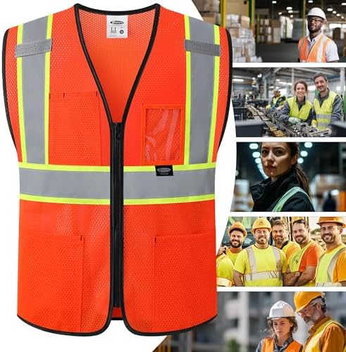 JKSafety Safety Vest for men women Hi Vis Vest with Pockets and Zipper High Visibility Construction Vests BX310 - Image 5