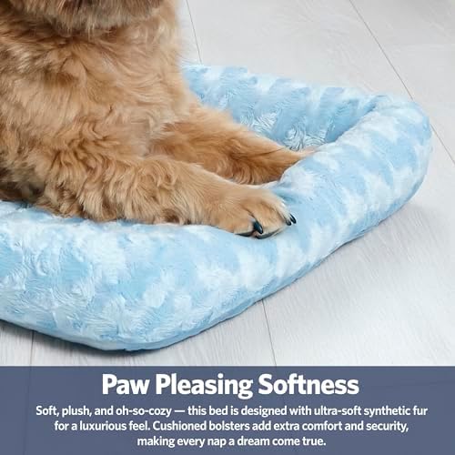 MidWest Homes for Pets QuietTime Fashion Dog Bed – Blue Faux Fur Bolster, Ultra-Soft and Machine Washable, Fits 30-Inch Crates and Carriers, for Medium Breed Dogs - Image 5