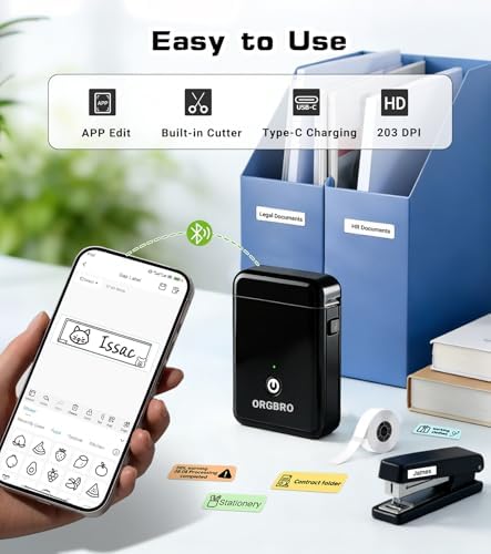 ORGBRO Label Maker Machine with Tape, X1 Bluetooth Mini Label Printer - Image 3