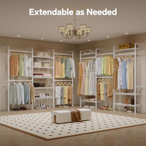 Higeego W3 Wall Mounted Clothes Rack, Industrial Pipe Clothing Rack, White - Image 3