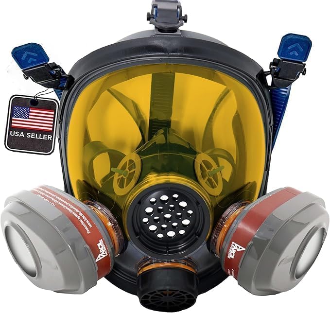 Parcil Distribution Full Face Respirator Mask - Air Purifying, Organic Vapor & Particulate - Industrial Use - CE Tested by ParcilDistribution