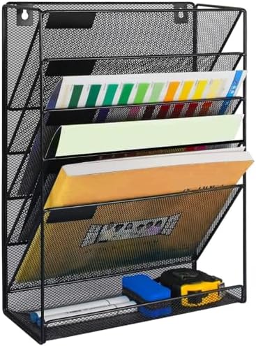Kuntine.B 6-Tier Wall File Organizer Hanging File Organizer Cubicle Organizer Wall File Holder for Office Home, Black by KuntineB
