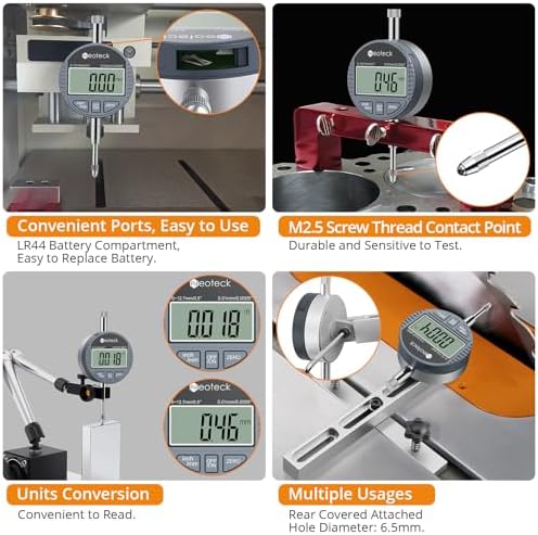 Neoteck 0-12.7mm/0.5" Digital Dial Indicator 0.01mm/0.0005" with Resolution - Image 4