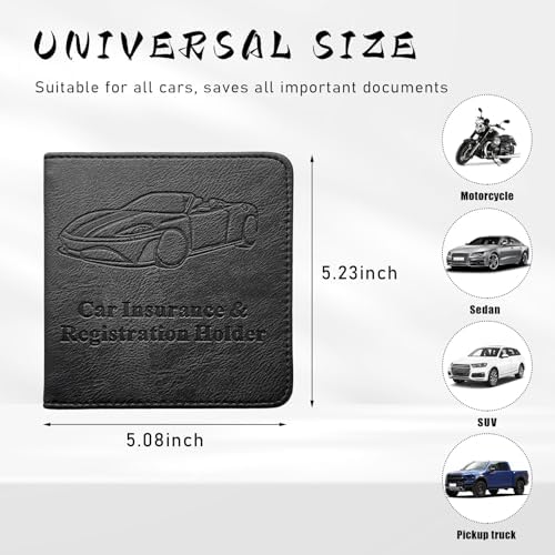 Ziciner Car Registration and Insurance Holder, Auto Card Document Glove Box Organizer with Magnetic Closure, Universal Vehicle Interior Accessories for Cars SUVs (Black-Small) - Image 2