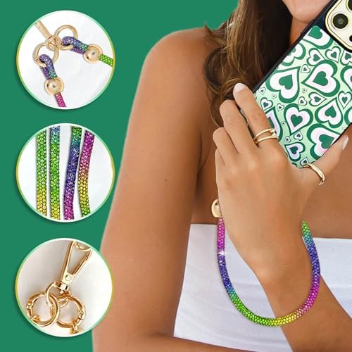 Crystal Phone Strap Crossbody and Wrist Lanyard, Anti Theft Layered & Wrist Strap Cell Phone Neck for Women - Image 3