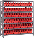 Quantum Storage Systems 1239-100RD Solid Heavy Duty 7 Shelves 72 Economy Red Bins 39" H x 36" W x 12" D by QuantumStorageSystems