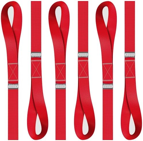Soft Loop Tie Down Straps - 1,500 Load Capacity & 4,500 Lbs Breaking Strength - 6 Pack - Loops for Securing ATV, UTV, Motorcycles, Scooters, Dirt Bikes, Lawn & Garden Equipment - by AUGO by AUGO