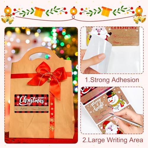 500 PCS Vintage Christmas Gift Tags,Christmas Name Tags Stickers Roll, Self-Adhesive Christmas Labels for Presents Boxes, Gift Bags,Xmas Holiday Wrapping Paper Christmas Decorations - Image 4