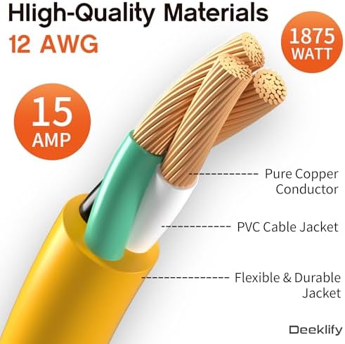 12 Gauge 25 FT Heavy Duty Outdoor Extension Cord Waterproof Yellow - Image 2